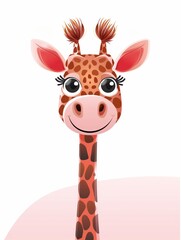 Giraffe illustration for nursery and baby shower on a white background, Cute safari animal illustration for a greeting card, AI generated
