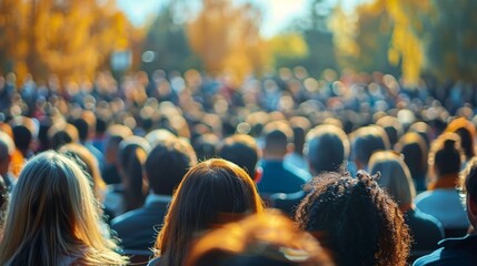 Large Group of People Standing in Front of Crowd