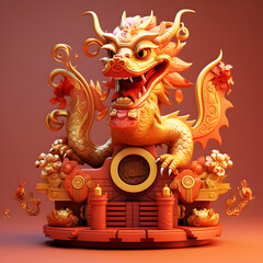 3d dragon display podium on a plain background, a Generative AI