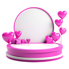3d pink display podium with a heart on a transparent background, a Generative AI