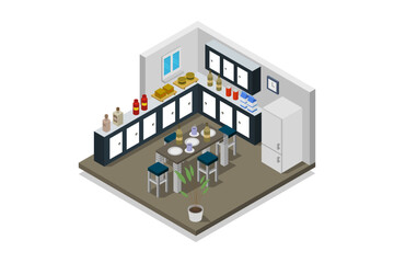 Isometric kitchen room