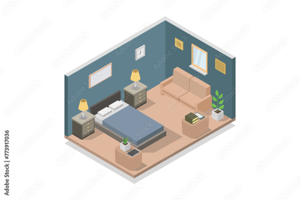 Canvas Prints isometric bedroom