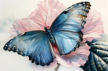 Flower Power A Blue Butterfly's Monthly Visit Generative AI