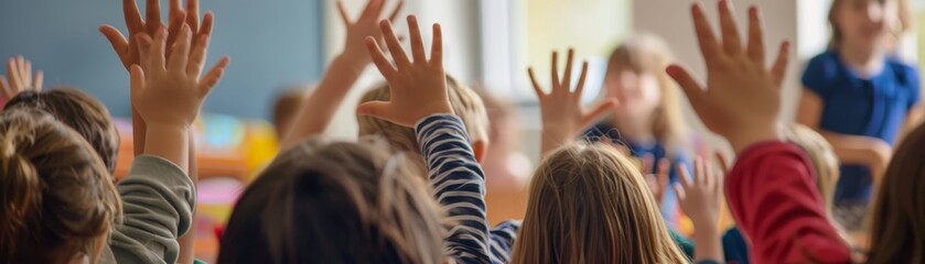 A close-up perspective highlights the power of sign language in an inclusive classroom, fostering...
