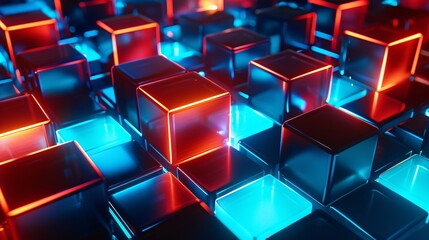 Neon Cube Art A Colorful Tribute to the Monthly Tech Trends Generative AI