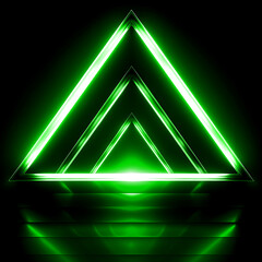 a green neon lights and glowing lines on a black background, Generative AI