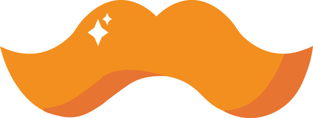 False orange mustache. Spring festival costume element, Happy Patrick party element. Simple cartoon vector isolated on white background - obrazy, fototapety, plakaty