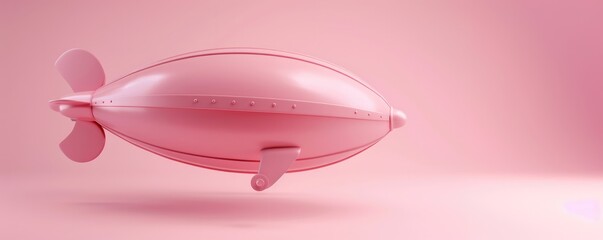Fototapeta premium 3D pink airship zeppelin dirigible, copy space