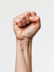 Hand photography with an upward fist gesture