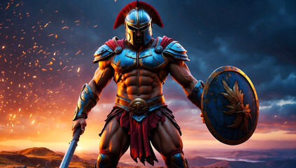 A Greek warrior in a battle