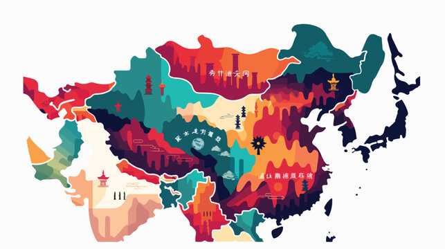China vector map Flat vector isolated on white background