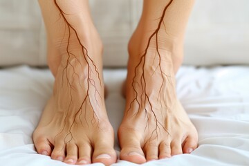 Varicose veins on the human legs - obrazy, fototapety, plakaty