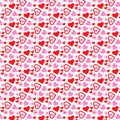 Hand drawn flat design conversation hearts pattern