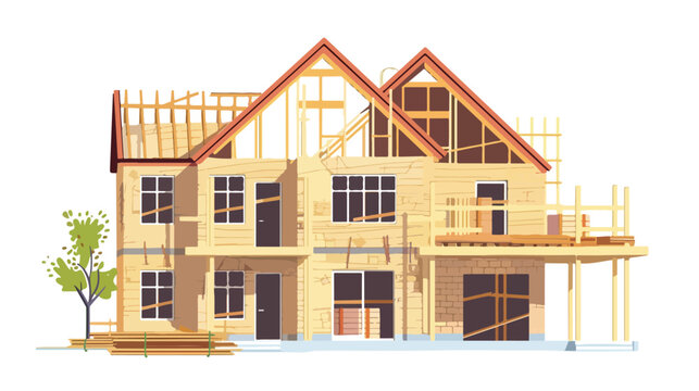 Conceptual image of housing construction Flat vector