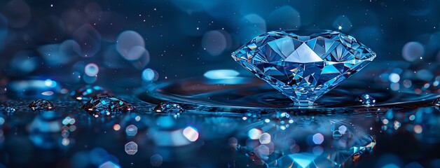 Dazzling Blue A Glimmering Gemstone in a Sparkling Sea Generative AI
