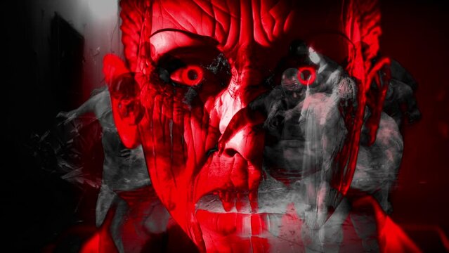 animation - Horror Zombie With Effects, Mixed Media Of Two Cg Animation