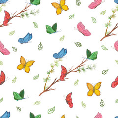 Seamless pattern with butterfly background.
