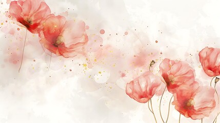 solid white background with poppy swirls