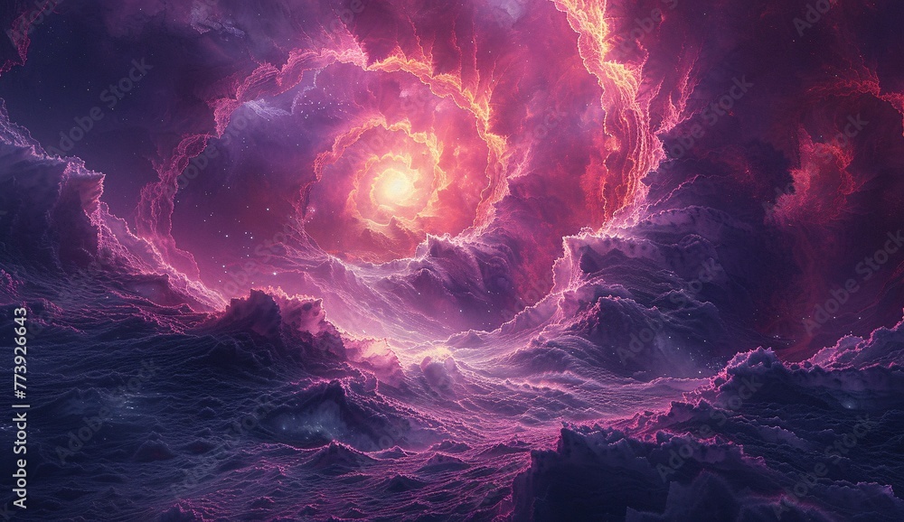 Poster pink nebula a celestial splash of color generative ai