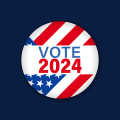 Vote 2024, Election USA round emblem. Presidential Election US, November 5. Vector illustration