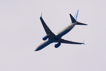 Belarus, Minsk region. March 30, 2024. Pobeda Airlines plane. Boeing 737-800. Board number: RA-73303. Back view. 