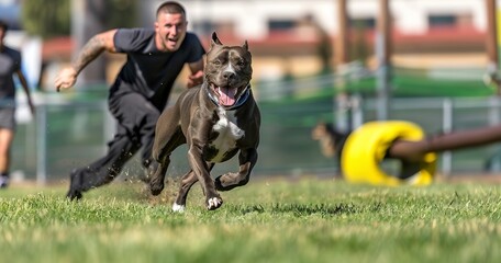 Training and Obedience: Photos showcasing training sessions, agility courses, and obedient pets. - obrazy, fototapety, plakaty