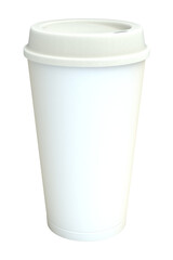 Blank white takeaway coffee cup with silicone cover isolated on white background