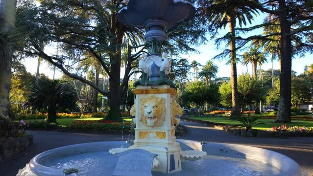Fountain with Lions head on it. Clive Square, Napier, Hawkes Bay, New Zealand.