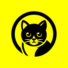  Black Cat  Logo vector. Home pet veterinary clinic icon