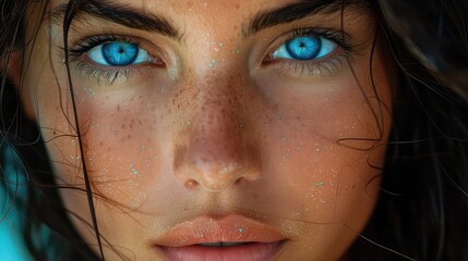 Girl face with blue eyes