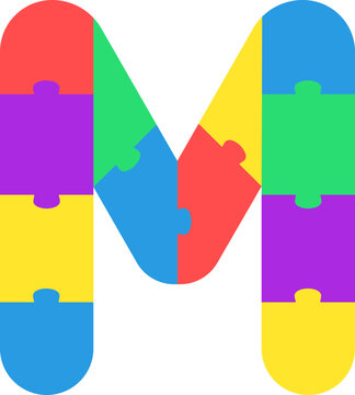 recommend clip art: M Colorful Kids Puzzle Alphabet