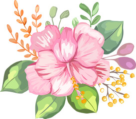 Hibiscus flower illustration on transparent background.
