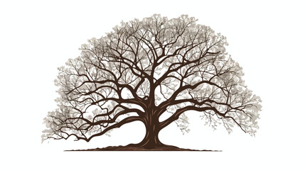 Art tree silhouette isolated on white background flat