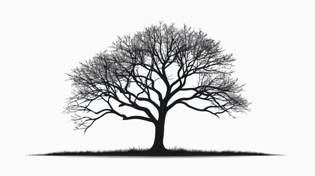 Art tree silhouette isolated on white background flat