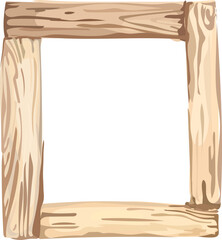 Wooden frame illustration on transparent background.

