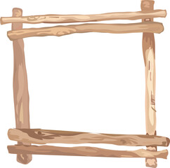 Wooden frame illustration on transparent background.
