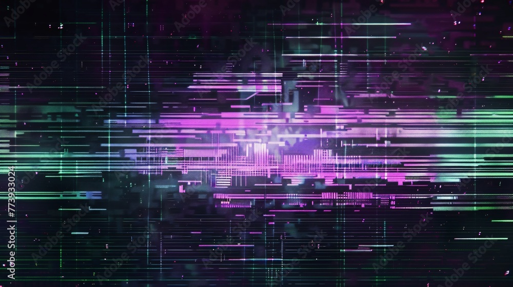 Poster purple pixelated patterns a blend of art and technology generative ai