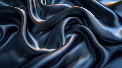 Obraz premium Liquid blue, black gently flowing over a solid, luxurious silk fabric