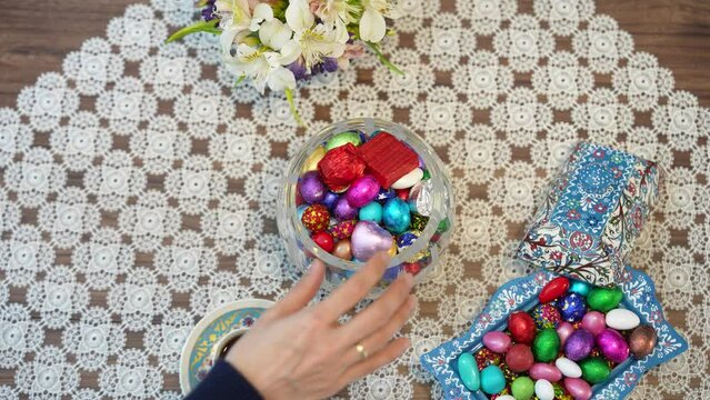 Colorful Candy and Chocolate in the Turkish Desserts, Special Concept Video for Ramadan, &Uuml;sk&uuml;dar Istanbul, Turkiye (Turkey)
