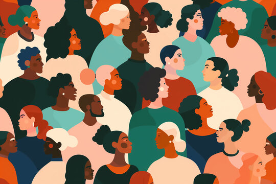 diff&eacute;rentes personnes refl&eacute;tant la mixit&eacute; du monde, femmes, hommes, vieux, jeunes, caucasiens, africains, asiatiques, 