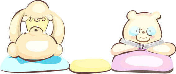 Cute bear family illustration on transparent background.
