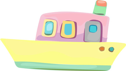 Fototapeta premium Ship illustration on transparent background. 
