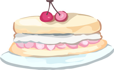 Cake illustration on transparent background.
