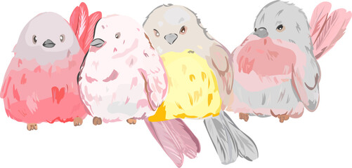 Cute bird cartoon illustration on transparent background.

