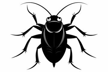 cartoon cockroach silhouette black vector illustration