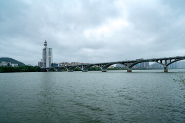 The Orange Island Bridge connecting the city center and Orange Island, Changsha, China. - 773936030