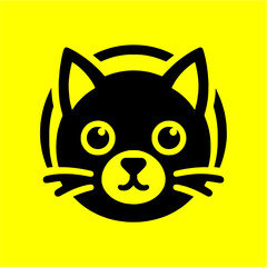 black cat  logo vector. home pet veterinary clinic icon