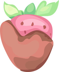 Strawberry fondue illustration on transparent background.
