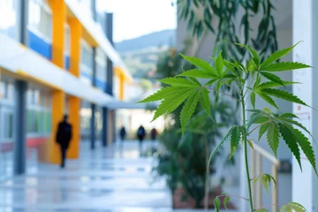 Zelfklevend Fotobehang Marijuana Plant at School Campus © Daniel