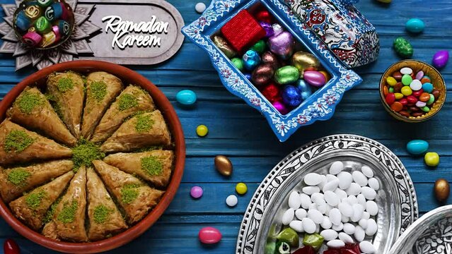 Colorful Candy and Chocolate in the Turkish Desserts, Special Concept Video for Ramadan, Üsküdar Istanbul, Turkiye (Turkey)